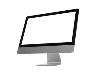 Modern computer with blank screen isolated on white