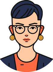 Female Avatar. Woman face colored icon vector illustration