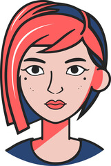 Female Avatar. Woman face colored icon vector illustration