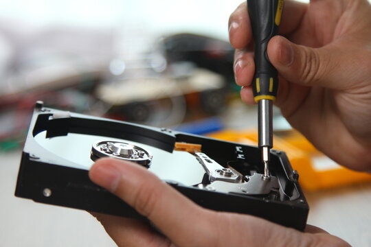Opened hard drive repair, isolated