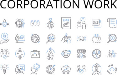 Corporation work line icons collection. Business labor, Company employment, Organization job, Association career, Agency task, Firm function, Enterprise profession vector and linear Generative AI