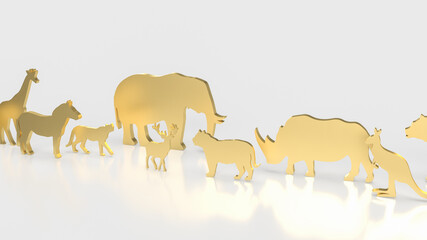 The gold animal plate for wild life species 3d rendering