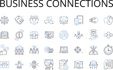 Business connections line icons collection. Professional contacts, Commercial alliances, Corporate partnerships, Enterprise linkages, Trade collaborations, Entrepreneurial liaisons, Generative AI