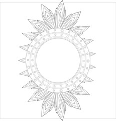 Coloring page for adult with decorative flowers in monochrome isolated on white background