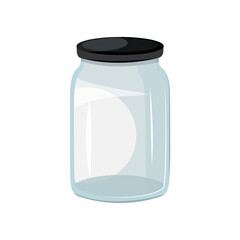 Glass jar for pickled products on a transparent background. - obrazy, fototapety, plakaty