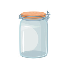 Glass jar for pickled products on a transparent background.