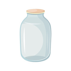 Glass jar for pickled products on a transparent background.