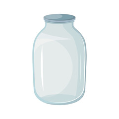 Glass jar for pickled products on a transparent background.
