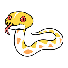 Fototapeta premium Cute amelanistic reticulated python cartoon