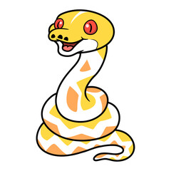 Cute amelanistic reticulated python cartoon
