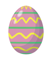 Easter egg with different pattern, ornament and sticker. Flat style icon for Easter celebration.