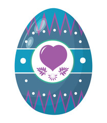 Easter egg with different pattern, ornament and sticker. Flat style icon for Easter celebration.