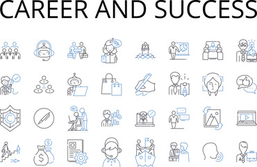 Obraz na płótnie Canvas Career and success line icons collection. Profession, Occupation, Job, Vocation, Calling, Trade, Work vector and linear illustration. Employment,Livelihood,Enterprise outline signs set