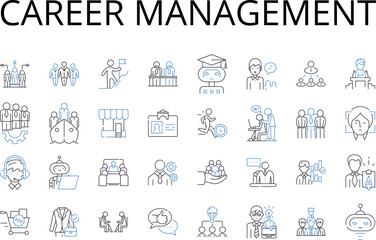 Fototapeta na wymiar Career management line icons collection. Job development, Work progress, Employment strategy, Professional planning, Career progression, Business growth, Vocation maintenance vector and linear