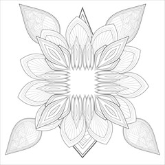 Hand Drawn Flowers for Adult Anti Stress of coloring page in Monochrome  Isolated on White Background.-vector