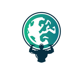 ATLAS THE GREEN EARTH, silhouette of strong man hold earth vector illustrations