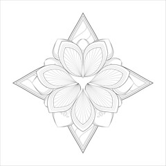 Hand Drawn Flowers for Adult Anti Stress of coloring page in Monochrome  Isolated on White Background.-vector