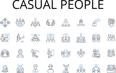 Obraz premium Casual people line icons collection. Lively crowds, Modern lifestyles, Easygoing folks, Everyday individuals, Relaxed personalities, Informal gatherings, Uncomplicated individuals vector and linear