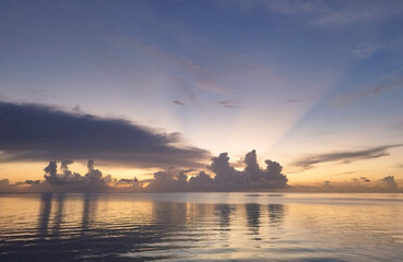 Peaceful sunset over the lagoon in Bora Bora 