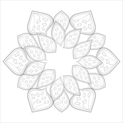 Hand Drawn Flowers for Adult Anti Stress of coloring page in Monochrome  Isolated on White Background.-vector