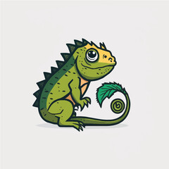 Iguana, simple, cartoon, children book style, comic, flat character, artistic, Illustrator
