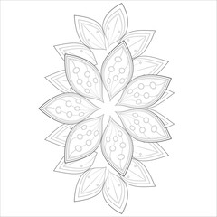 Fototapeta na wymiar Hand Drawn Flowers for Adult Anti Stress of coloring page in Monochrome Isolated on White Background.-vector