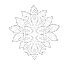 Hand Drawn Flowers for Adult Anti Stress of coloring page in Monochrome  Isolated on White Background.-vector
