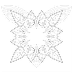 Hand Drawn Flowers for Adult Anti Stress of coloring page in Monochrome  Isolated on White Background.-vector