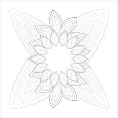 Hand Drawn Flowers for Adult Anti Stress of coloring page in Monochrome  Isolated on White Background.-vector