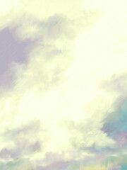 Impressionistic Spring & Summer Cloud in Sky Cloudscape - Blue, Lavender & Green - Sunrise or Sunset - Digital Design, Painting, Illustration, Art, Artwork, Background, Backdrop, or Wallpaper