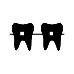  Silhouette icon brekety on teeth on white background..eps