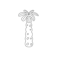 Hand drawn linear vector illustration of a palm tree