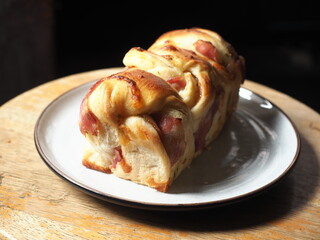 loaf of white bread with bacon