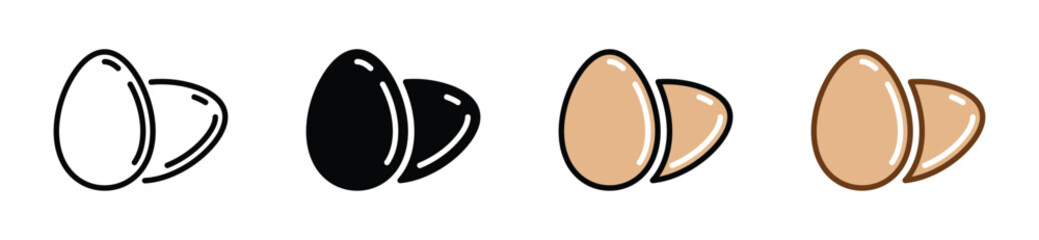 Egg icons vector set in line, flat, and color style. Egg symbol for easter, cooking. Vector illustration