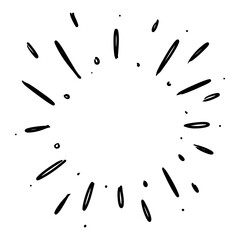 Doodle sketch style of Starburst, sunburst,  Element Fireworks Black Rays. Comic explosion effect. Radiating, radial lines. cartoon hand drawn illustration for concept design. - 598777768