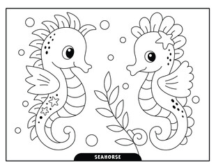 Seahorse coloring pages for kids