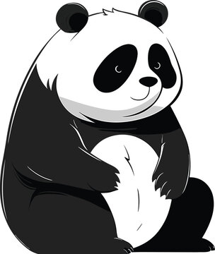  Cute panda sitting Cartoon vector illustration on  isolated background
