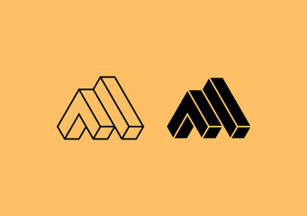 3d graph cube based on letter A and M