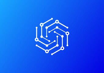 electronic circuit system from hexagon logo symbol
