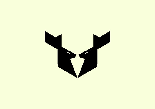 minimal geometric shape deer logo sign and symbol