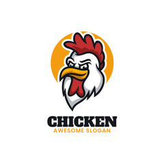 Vector Logo Illustration Chicken Mascot Cartoon Style.