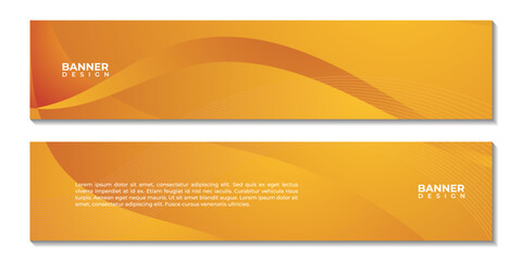 set of banner cover with abstract orange colorful wave gradient background vector illustration