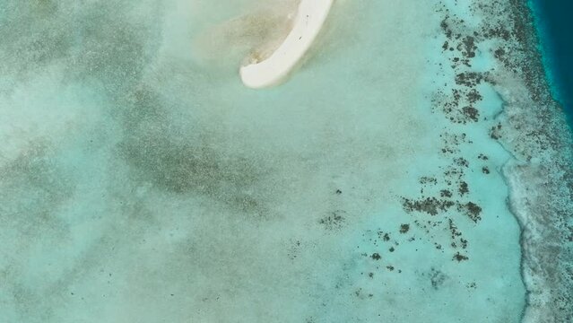 Sandy beach and coral reef. Sandbar and atoll. Timba Timba islet. Tun Sakaran Marine Park. Borneo, Sabah, Malaysia. Generative AI