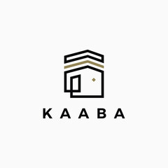 Kaaba Outline Logo Hajj Umrah Tour Travel Vector Icon Illustration
