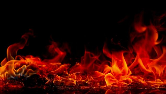 Intense black fire flames dance with ferocity