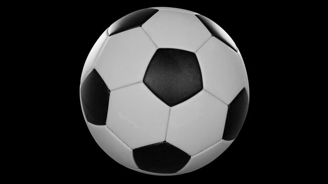 Traditional soccer ball rotating in 3D with alpha ID matte, loop, isolated
