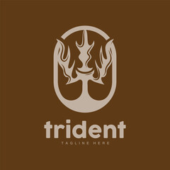 Trident Logo, Elegant Simple Minimalist Design, Zeus God Weapon Vector, Templete Illustration Symbol Icon