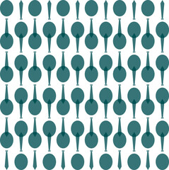 Geometric shapes form a pattern with sharp and rounded borders. Also the objects are like tablespoons.