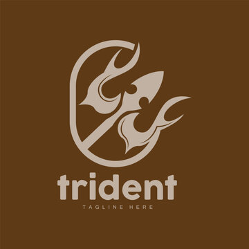 Trident Logo, Elegant Simple Minimalist Design, Zeus God Weapon Vector, Templete Illustration Symbol Icon