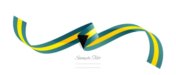 Foto op Plexiglas Bahamian flag ribbon vector illustration. Bahamas flag ribbon on abstract isolated on white color background © simbos